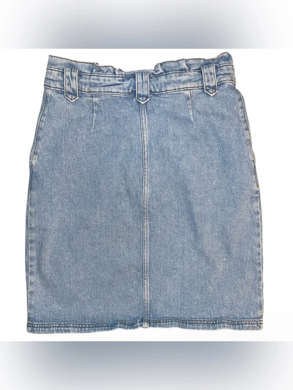 Gestuz Classic Light Blue Denim Paperbag Waist Skirt